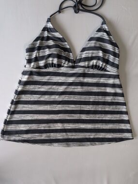 Converse Black and White Striped Swim Top